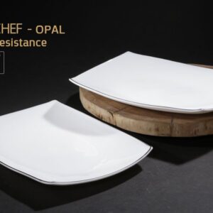 צלחת הגשה OPAL מרובעת פס כסף 35×25 ס"מ