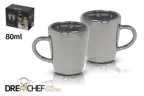 זוג כוסות אספרסו DreamChef זכוכית כהה שכבה כפולה 8