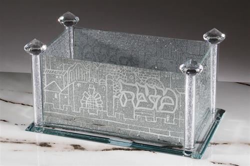 מעמד קריסטל למצות כסף 25×14×13 ס״מ