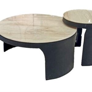 זוג שולחנות פליז שיש VALENTINO 90×90×13 ס״מ | 50×50×52 ס״מ