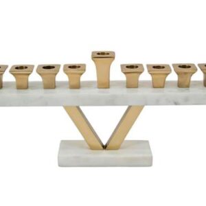 חנוכיה MARBL פליז זהב 37×2.5×20 ס״מ — דגם ONYX