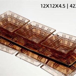 קברט 4 חלקים ענבר זהב CRYSTALINE 12×12×4.5 ס״מ | 4