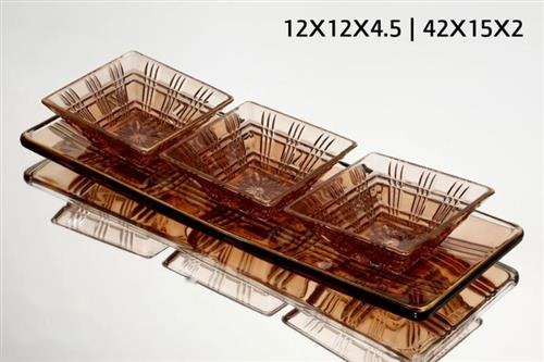 קברט 4 חלקים ענבר זהב CRYSTALINE 12×12×4.5 ס״מ | 4