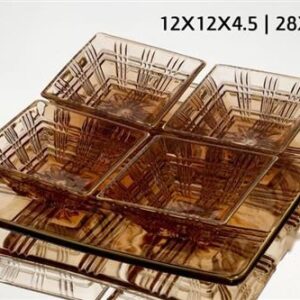 קברט 5 חלקים ענבר זהב CRYSTALINE 12×12×4.5 ס״מ | 2
