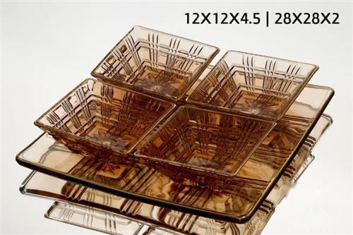 קברט 5 חלקים ענבר זהב CRYSTALINE 12×12×4.5 ס״מ | 2