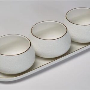 מגש + שלושה בולים SPECIAL WHITE/GOLD