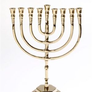 חנוכיה דגם מנורה פליז זהב 30×12×40 ס״מ