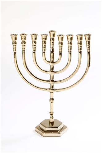 חנוכיה דגם מנורה פליז זהב 30×12×40 ס״מ