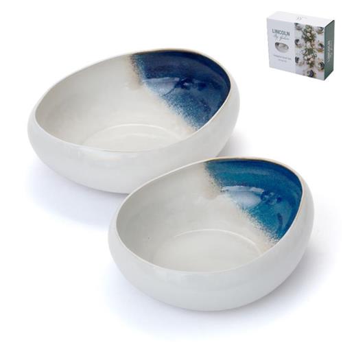 זוג קערות לסלט OCEAN אבן WHERE 25×22×9 ס״מ | 22×19×8.5 ס״מ