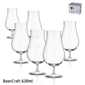 סט 6 גביעי בירה BEER CRAFT קריסטל בוהמיה 630 מ״ל