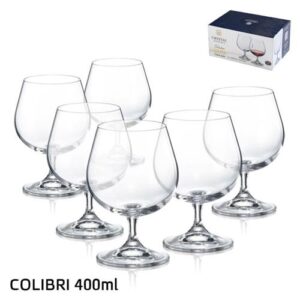 סט 6 גביעי ברנדי COLIBRI קריסטל בוהמיה 400 מ״ל — דגם YORK
