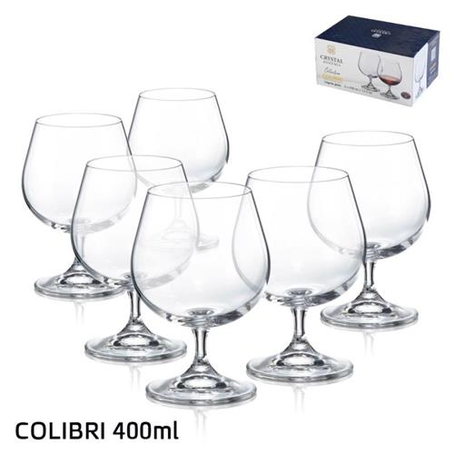סט 6 גביעי ברנדי COLIBRI קריסטל בוהמיה 400 מ״ל — דגם YORK