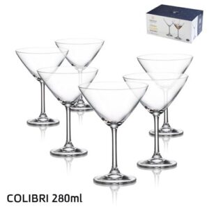 סט 6 גביעי מרטיני COLIBRI קריסטל בוהמיה 280 מ״ל — דגם JAFFA