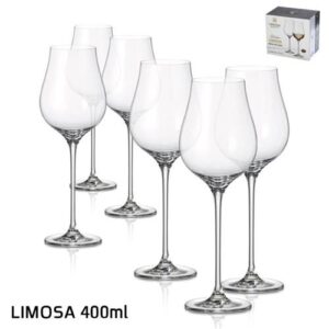 סט 6 גביעי יין LIMOSA בוהמיה קריסטל 400 מ״ל
