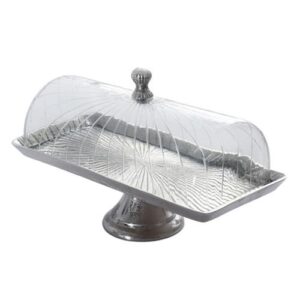 פעמון אינגליש קייק על רגל פליז כסף 37×18×24 ס״מ