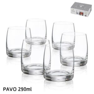 סט 6 כוסות ויסקי PAVO קריסטל בוהמיה 290 מ״ל