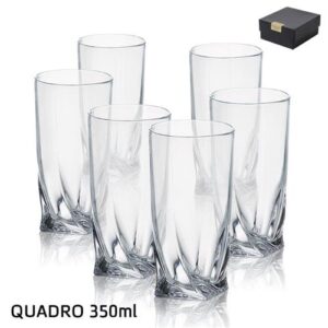 סט 6 כוסות שתיה QUADRO קריסטל בוהמיה 350 מ״ל