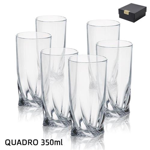 סט 6 כוסות שתיה QUADRO קריסטל בוהמיה 350 מ״ל