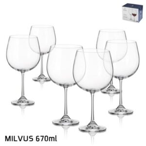 סט 6 גביעי יין MILVUS בוהמיה קריסטל 670 מ״ל