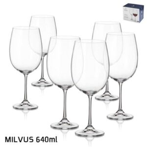 סט 6 גביעי יין MILVUS בוהמיה קריסטל 640 מ״ל