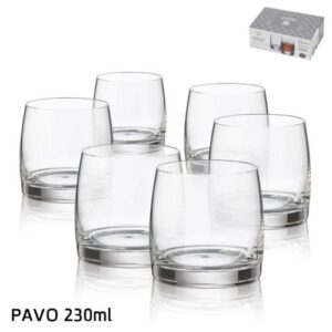 סט 6 כוסות ויסקי PAVO קריסטל בוהמיה 230 מ״ל