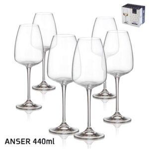 סט 6 גביעי יין ANSER בוהמיה קריסטל 440 מ״ל (2)